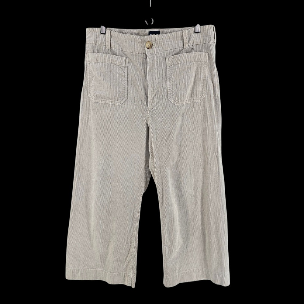 Maeve Anthropologie The Colette Pants 34P Cream Corduroy Wide Leg Crop Petite
